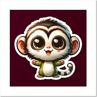 Kawaii Vervet Monkey Posters and Art